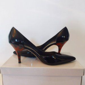 Anne Klein Makrystellem Black Patent Leather Pump with printed heel (sz 10)